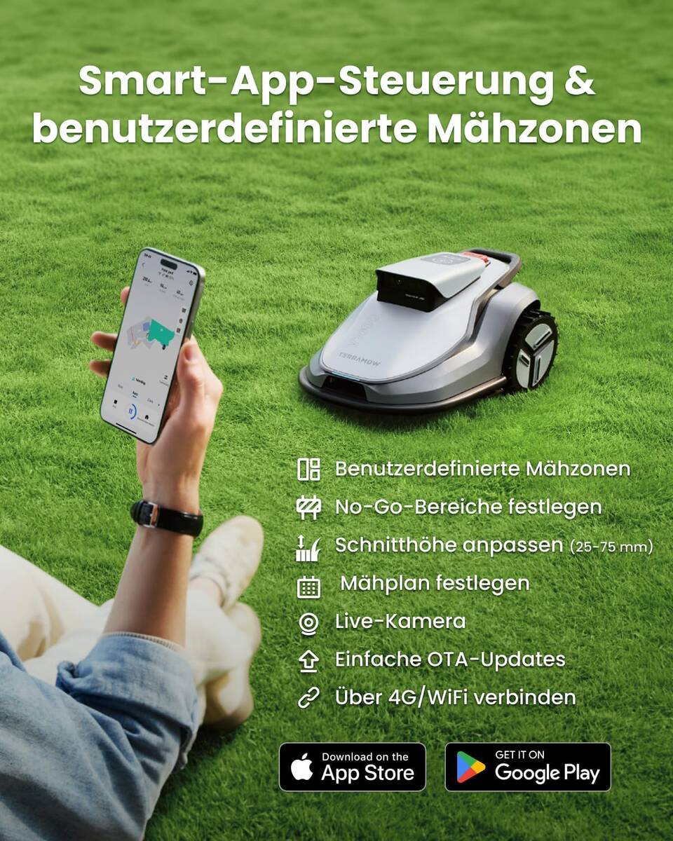 TerraMow Mähroboter » V600 « 2.0 KI-Navigation, Dreifach KI-Kamera