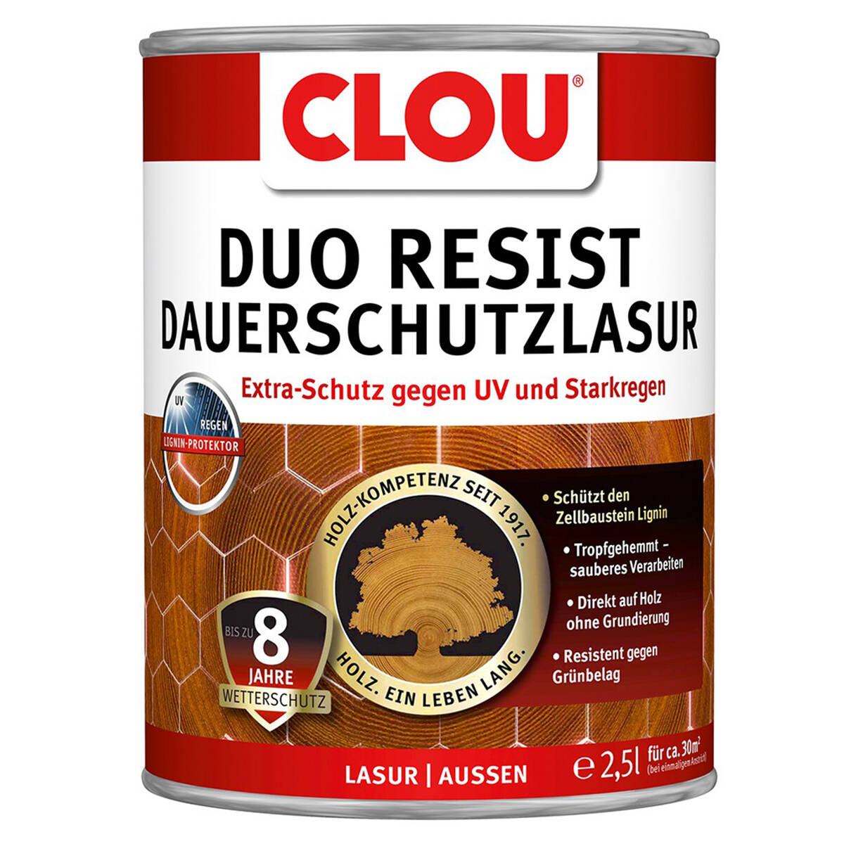 Clou Dauerschutzlasur » DuoResist « 2,5 Liter, Kiefer