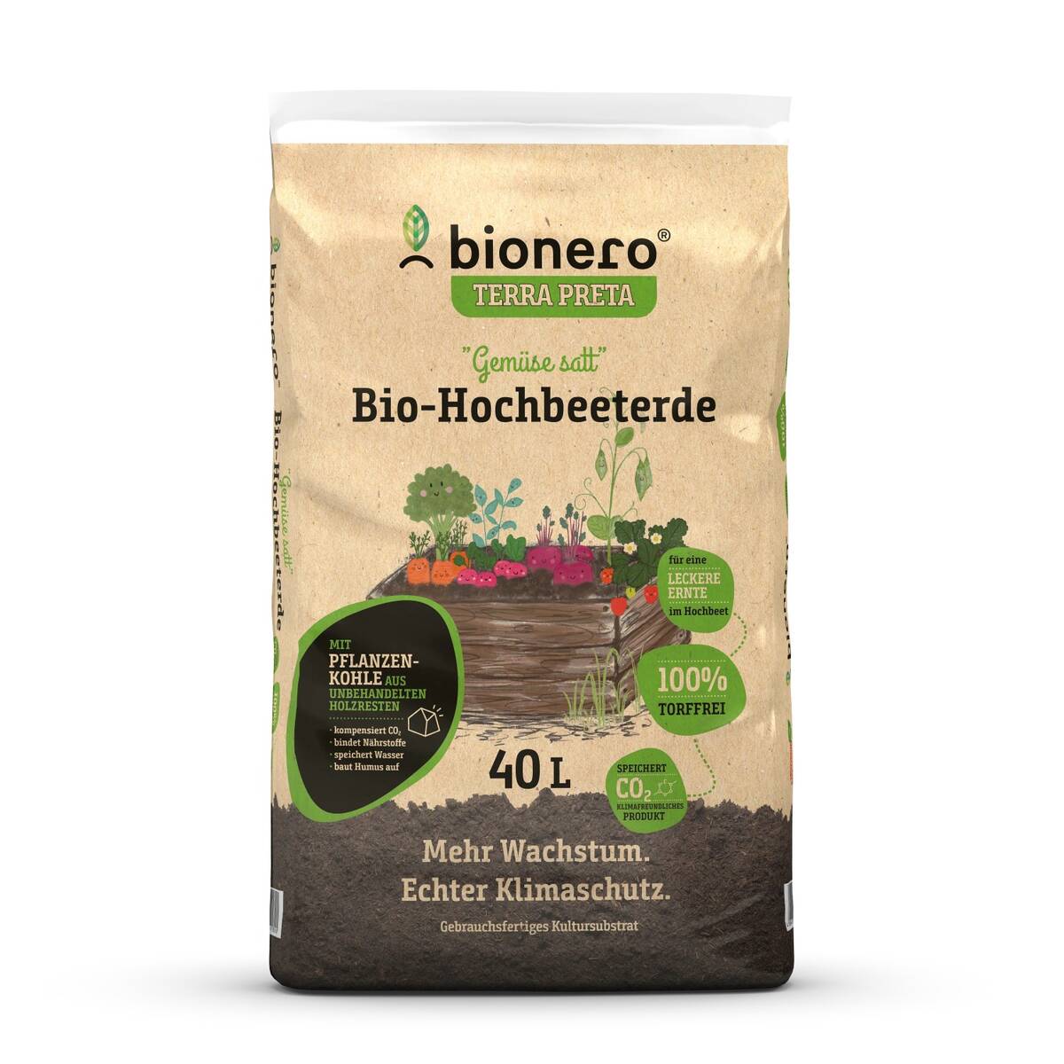 bionero Bio-Hochbeeterde » Gemüse satt « 40 Liter