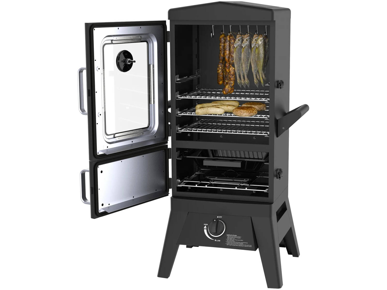 El Fuego Gasgrill / Smoker » Portland W2 « Schwarz, 107 x 50 x 48 cm