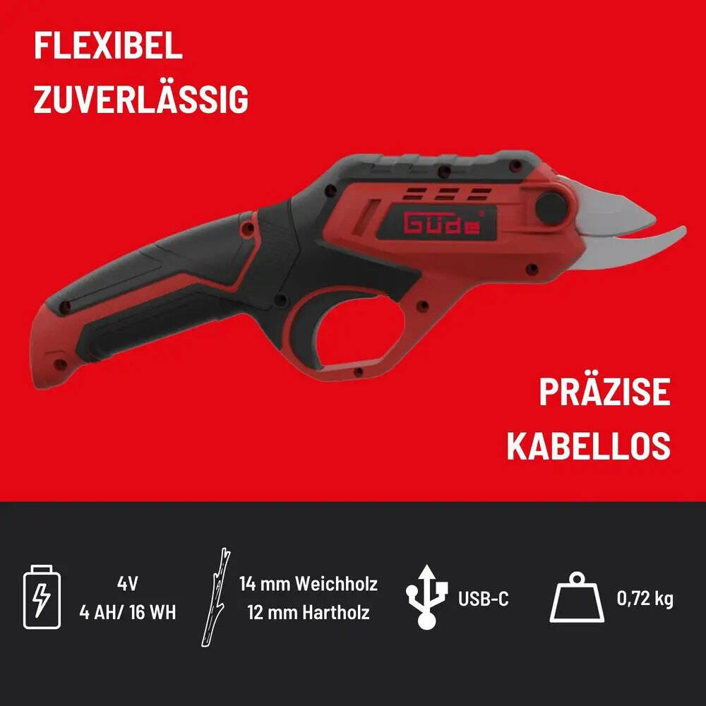 Güde Akku-Astschere » GAS 4.0V-4.0 Li-Ion « 14 mm Schnittstärke