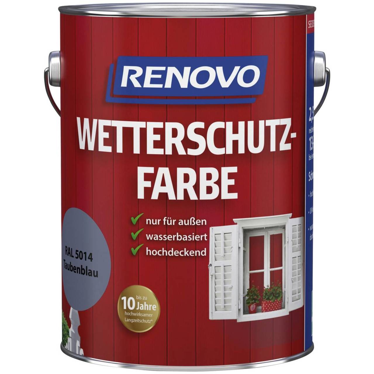 RENOVO Wetterschutzfarbe » Taubenblau « RAL 5014 - 2,5 Liter