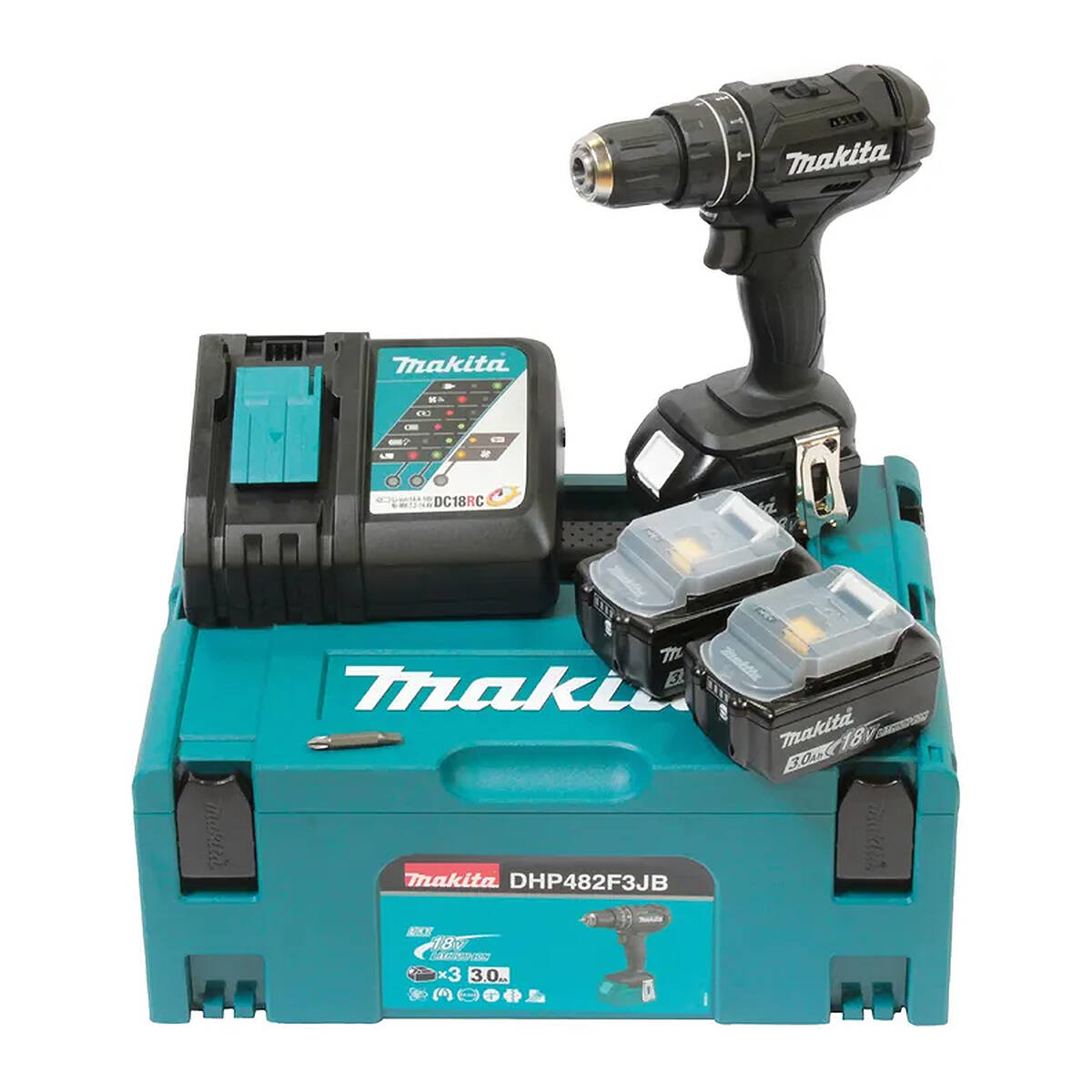 Makita Akku-Schlagbohrschrauber » DHP482F3JB « 18 V, BLACK EDITION