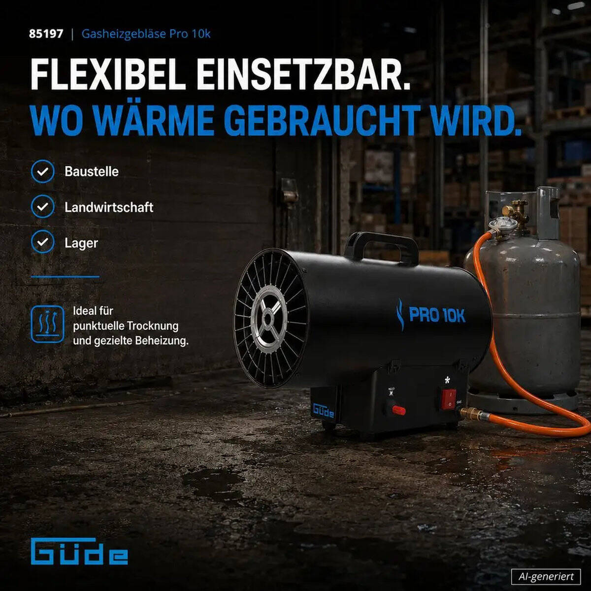 Güde Gasheizgebläse » Pro 10k « 10 kW, 580 m³/h, 700 mbar
