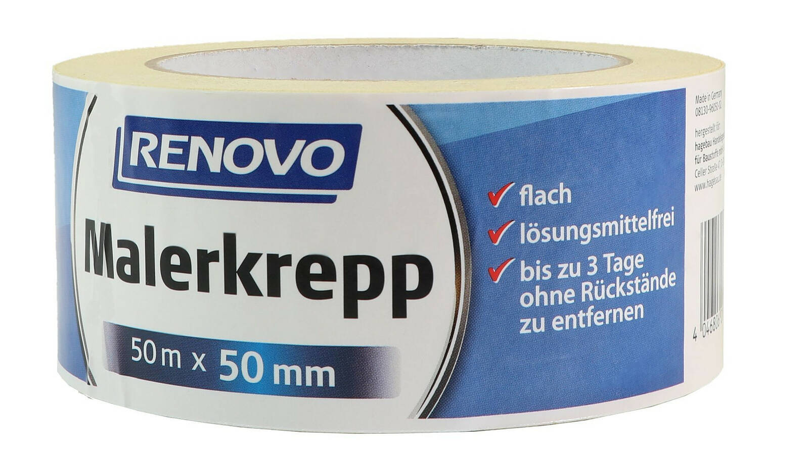 Renovo Malerkreppband » 50 m x 50 mm « Für Wände und Sockelleisten