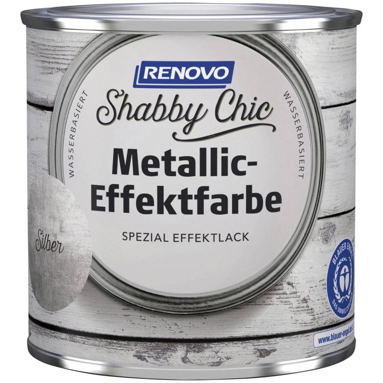 RENOVO Spezial Metallic-Effektlack » Shabby Chic « Silber - 750 ml