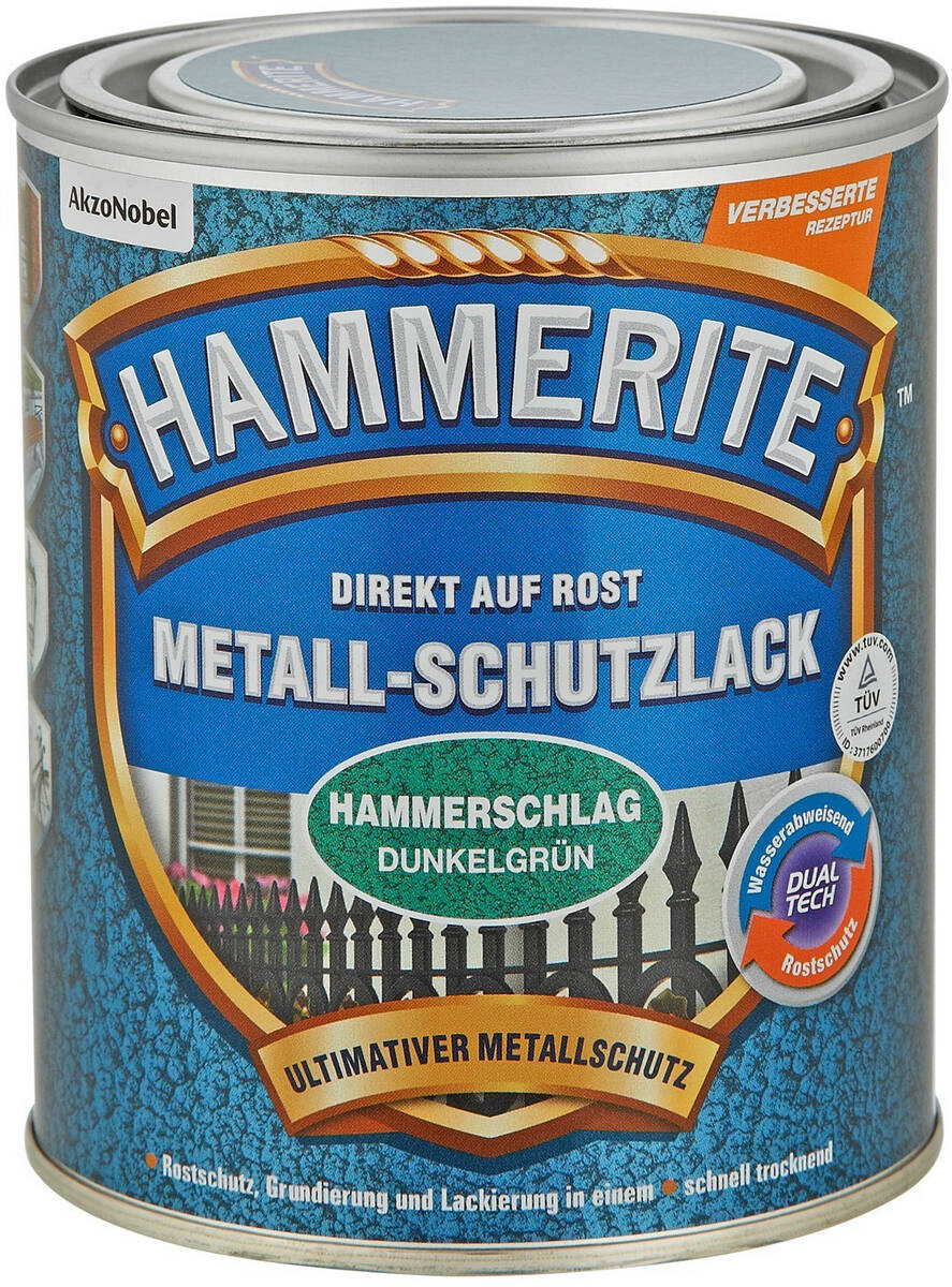 Hammerite Metall-Schutzlack » Hammerschlag Dunkelgrün « 750 ml