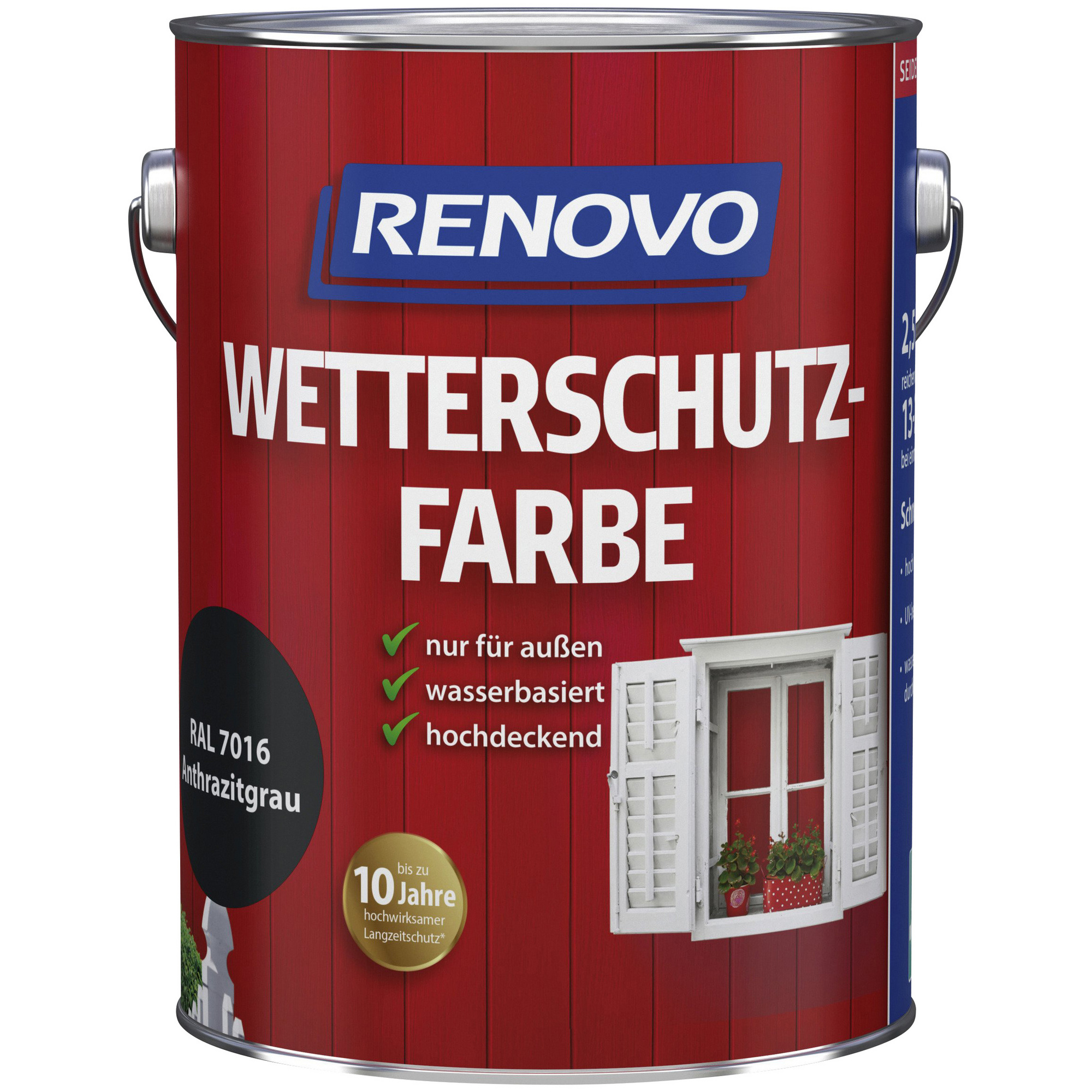 RENOVO Wetterschutzfarbe » Anthrazitgrau « RAL 7016 - 2,5 Liter