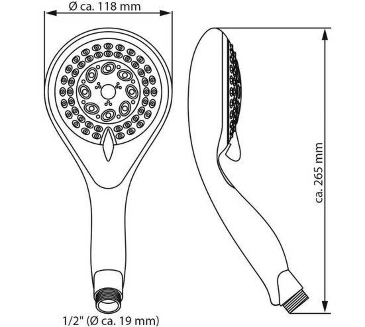 EISL Handbrause » Welly « fünffach-verstellbar inkl.Wassersparfunktion