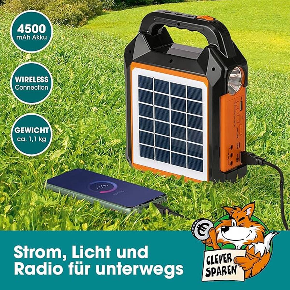 EASYmaxx Solar-Generator Kit » 09470 « Bluetooth, 3 LEDs, 4500 mAh