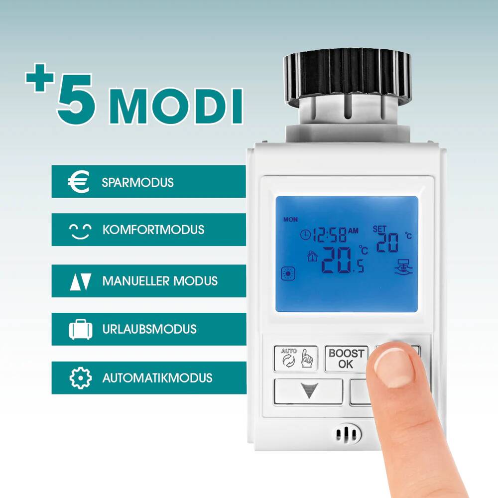 EASYmaxx Heizkörperthermostat » 1777 « Digital, 5 Modi, Boost-Funktion
