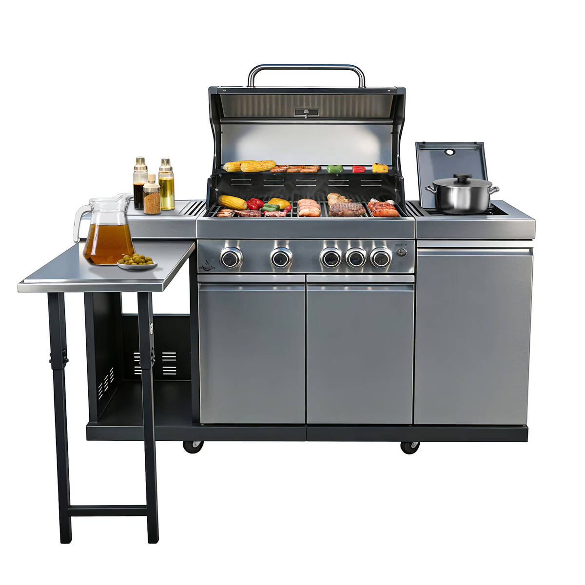El Fuego Grillküche » Augusta 4+1 « 17 kW, Seitenbrenner, Ablagen