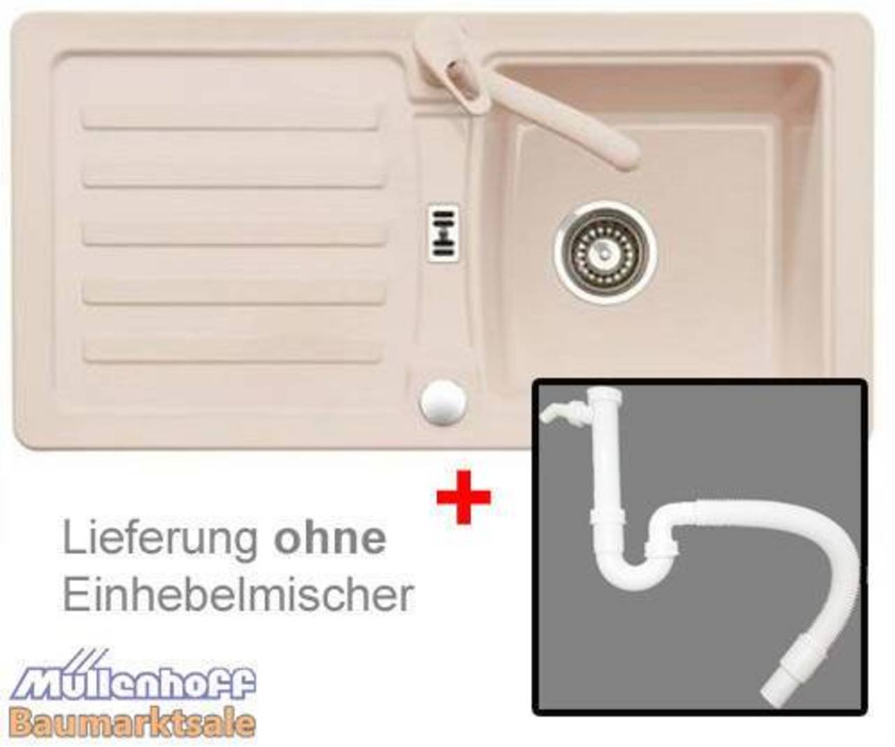 Eurodomo Einbauspüle Eurostone PRIMA 45 Granit Beige im Set mit Ablauf