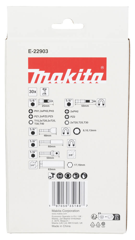 Makita Bit- und Schlagnuss-Set » E-22903 « IMPACT BLACK, 30-tlg.