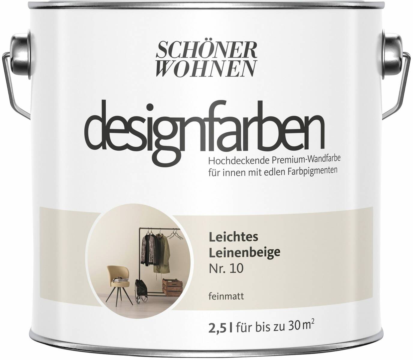 Schöner Wohnen designfarben » Leichtes Leinenbeige « matt - 2,5 l Schöner Wohnen designfarben Leichtes Leinenbeige Nr. 10 Edelmatt