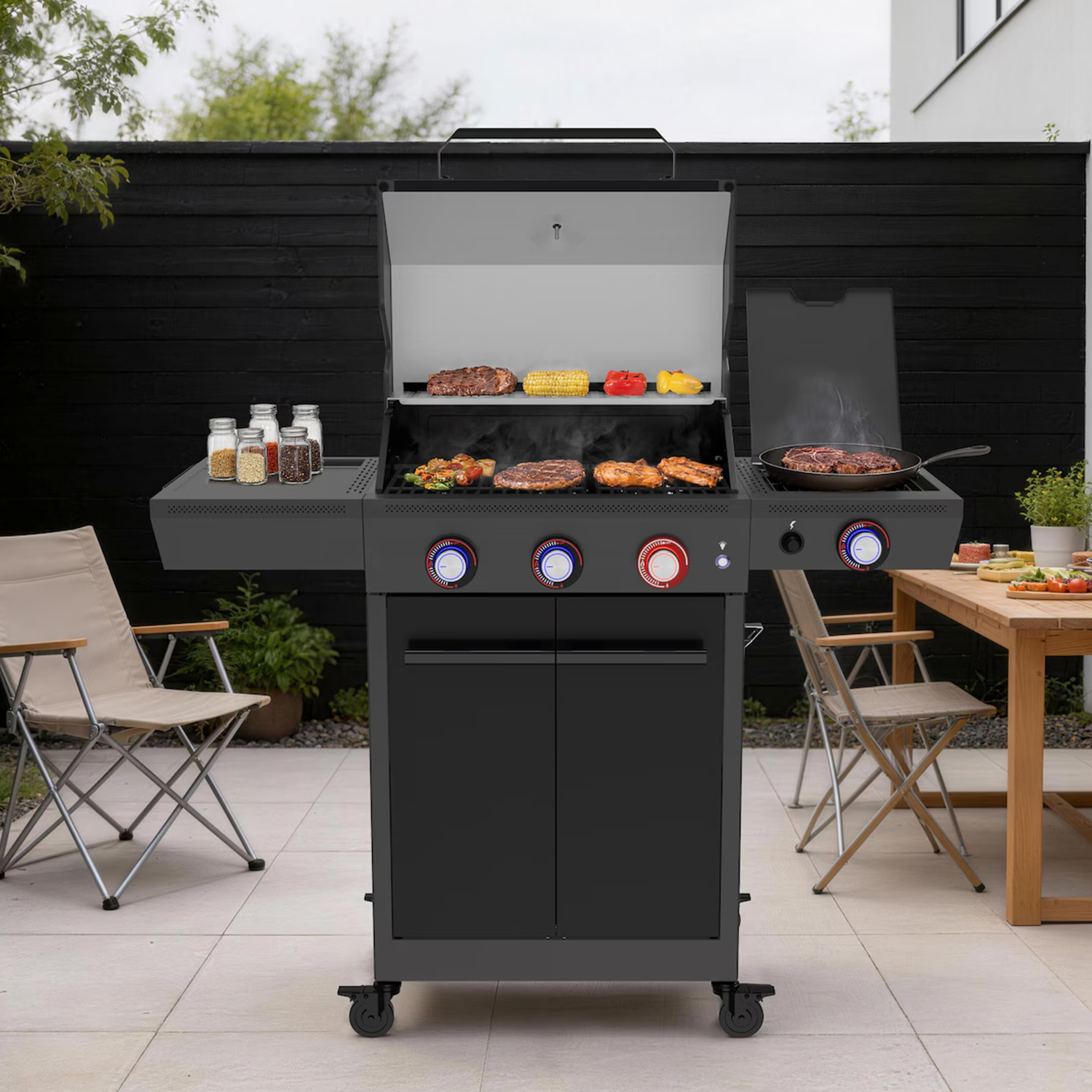 El Fuego Gasgrill » Key West 3+1 « 13 kW, Seitenbrenner, Ablagen, LED