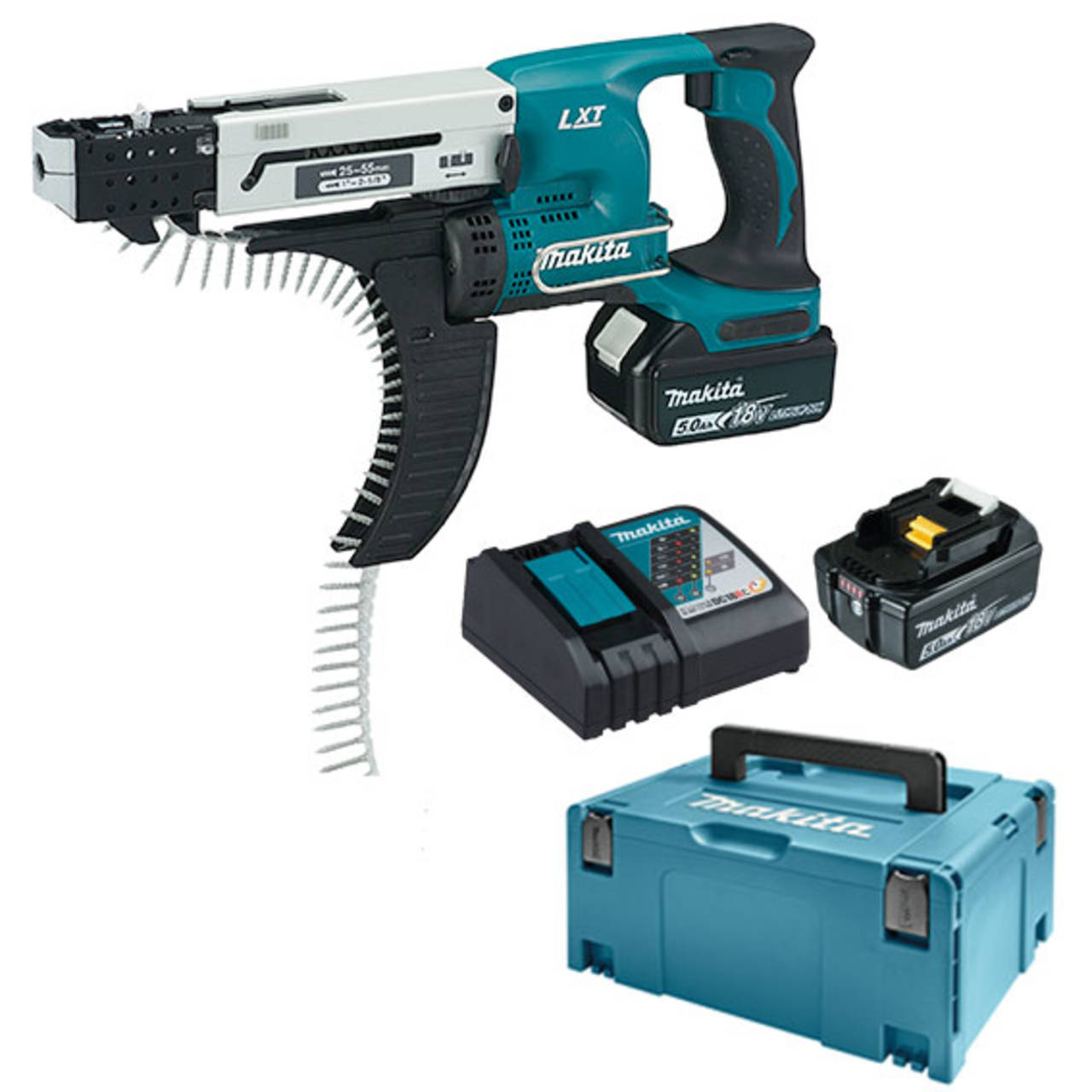 Makita Akku Magazinschrauber » DFR550RTJ « 2x 18 Volt 5,0 Ah Makita Akku Magazinschrauber » DFR550RTJ « 2x 18 Volt 5,0 Ah