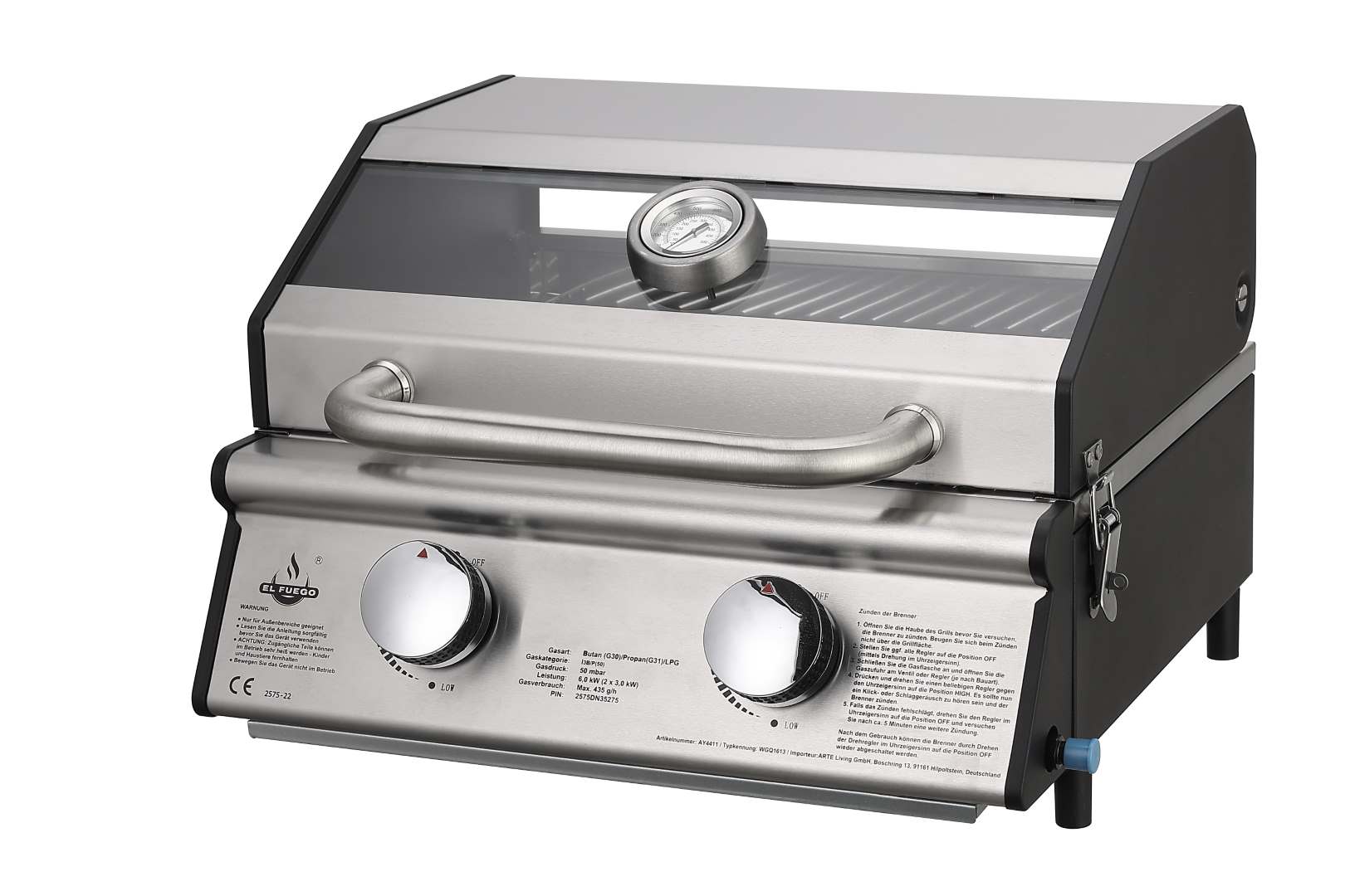 El Fuego Gasgrill » Jesolo « 2 Edelstahl-Brenner je 3,0 kW AY4411 El Fuego Gasgrill AY4411