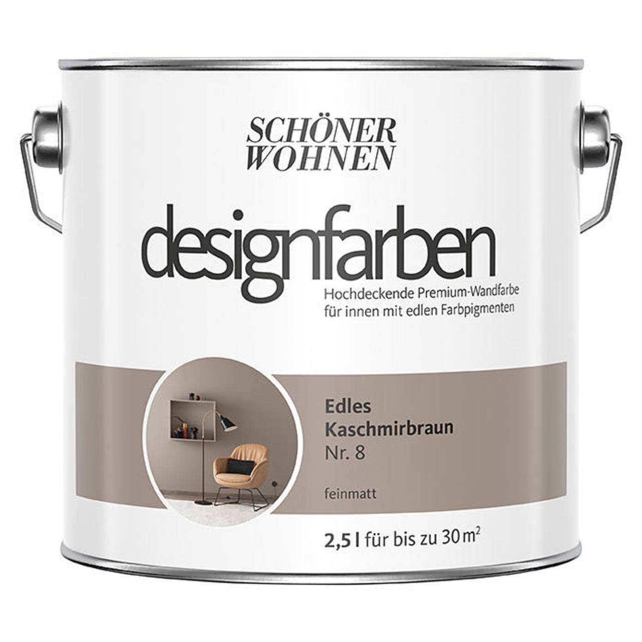 SCHÖNER WOHNEN designfarben » Edles Kaschmirbraun « matt - 2,5 l