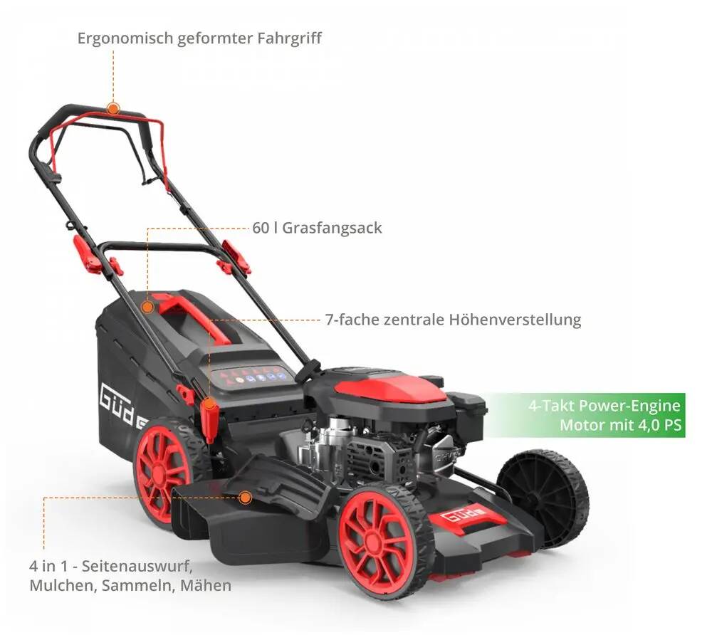 Güde Rasenmäher » Big Wheeler 514.9 R « Power-Engine 4-Takt 4,0 PS
