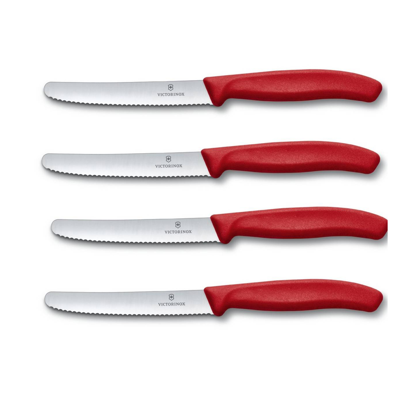4 X VICTORINOX Tomatenmesser, Brötchenmesser, Küchenmesser rot Swiss Classic