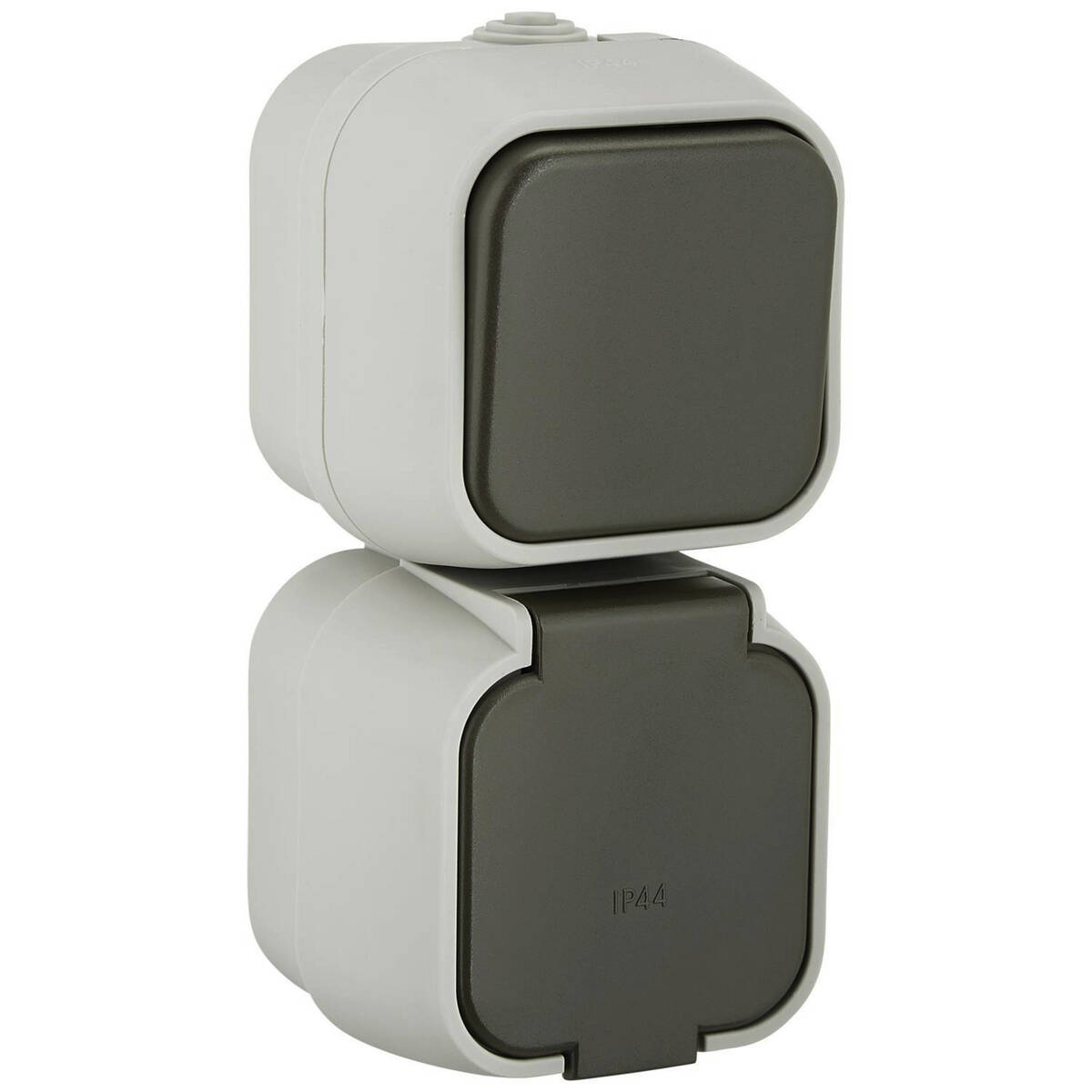 GO/ON Aufputz Wechselschalter und Steckdose » Grau « 230V GO/ON Aufputz Wechselschalter und Steckdose » Grau « 230V