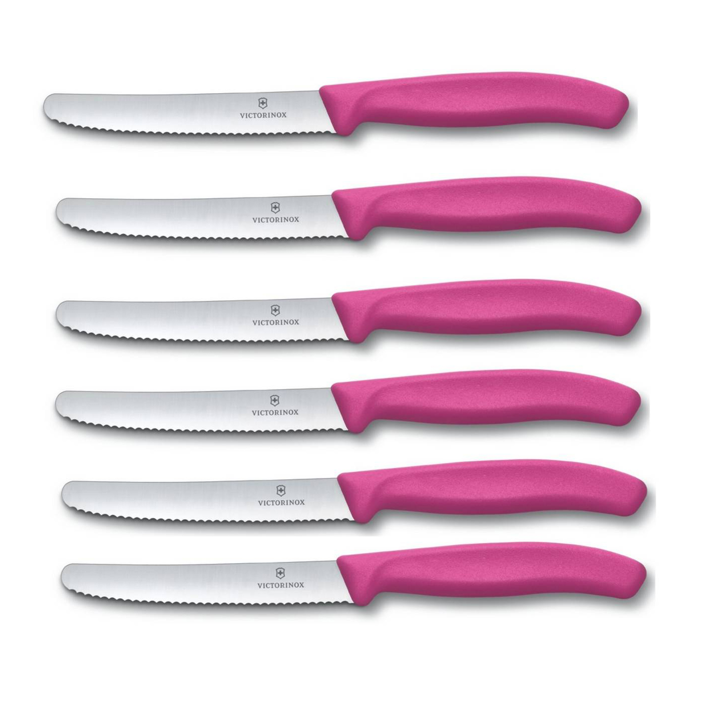 6 X VICTORINOX Tomatenmesser, Brötchenmesser, Küchenmesser pink Swiss Classic 6 X VICTORINOX Tomatenmesser, Brötchenmesser, Küchenmesser pink Swiss Classic