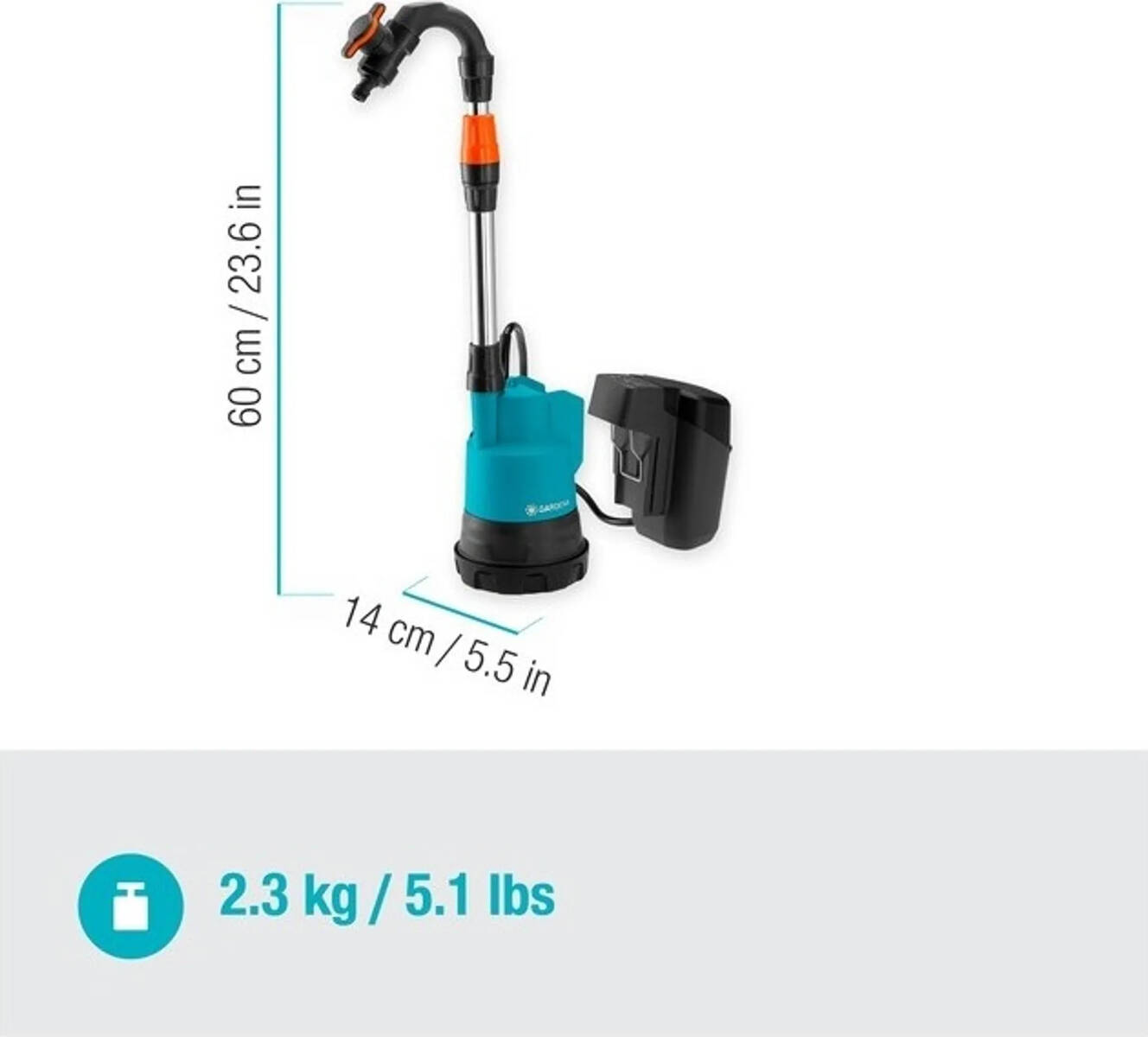 Gardena Akku-Regenfasspumpe » 2000/2 18V P4A « Sologerät