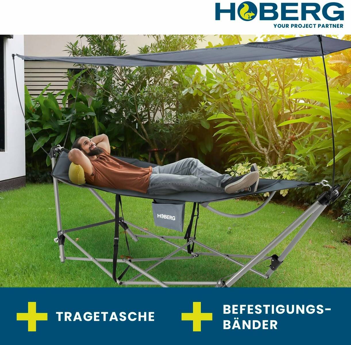 Hoberg Camping/Outdoor » Hängematte « klappbar, Sonnendach, Tragetasche