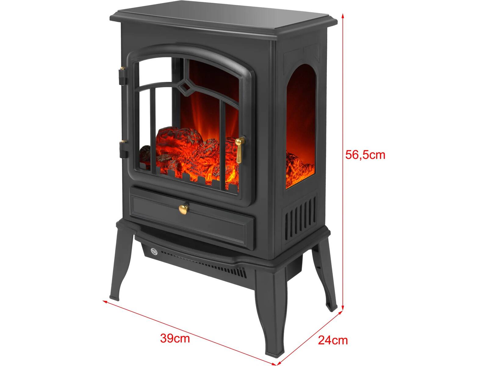 ♦ OUTLET ♦ El Fuego Elektrokamin » Como II « Schwarz, 2 kW, LED-Flammenbild
