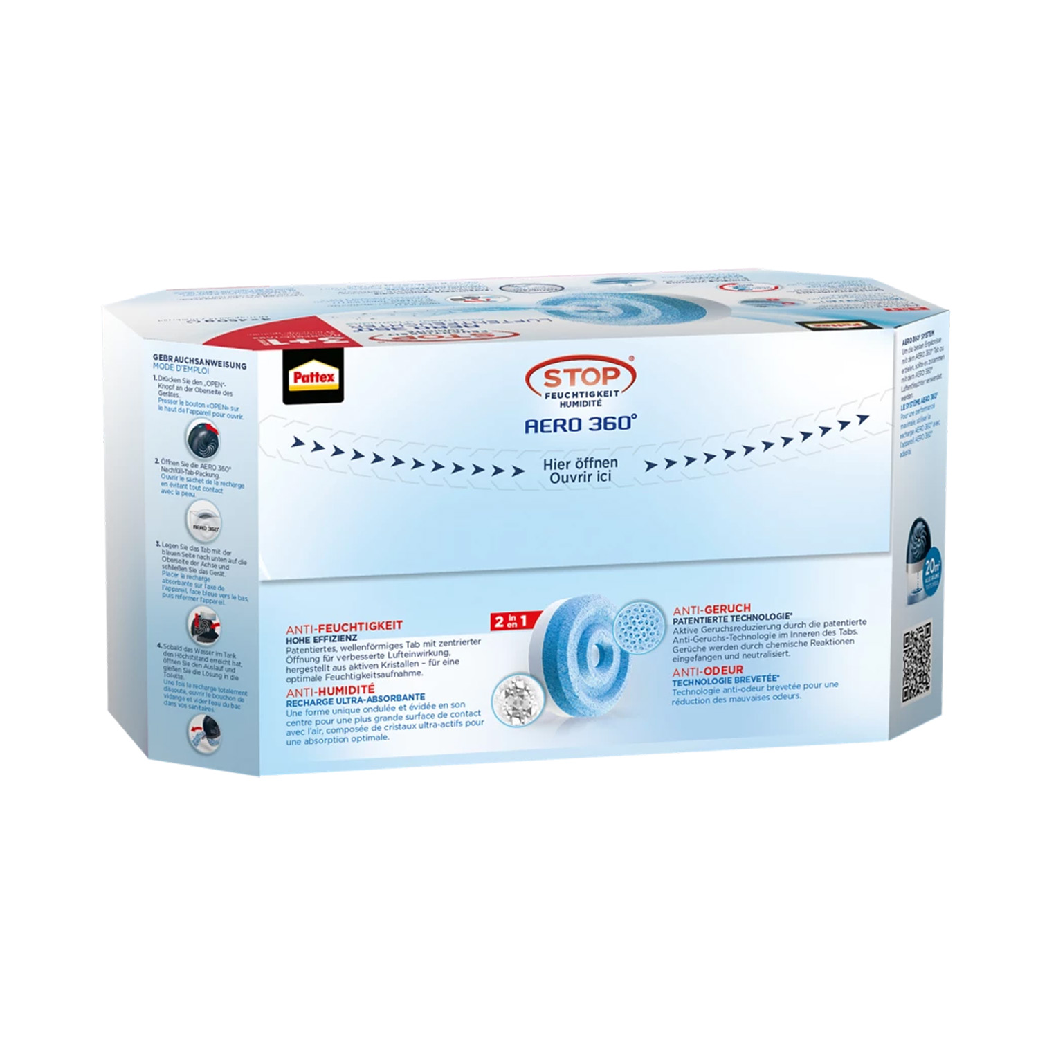 Pattex Nachfüll-Tabs » für AERO 360° « 4x 450 g, Anti Geruch- und Feuchtigkeit