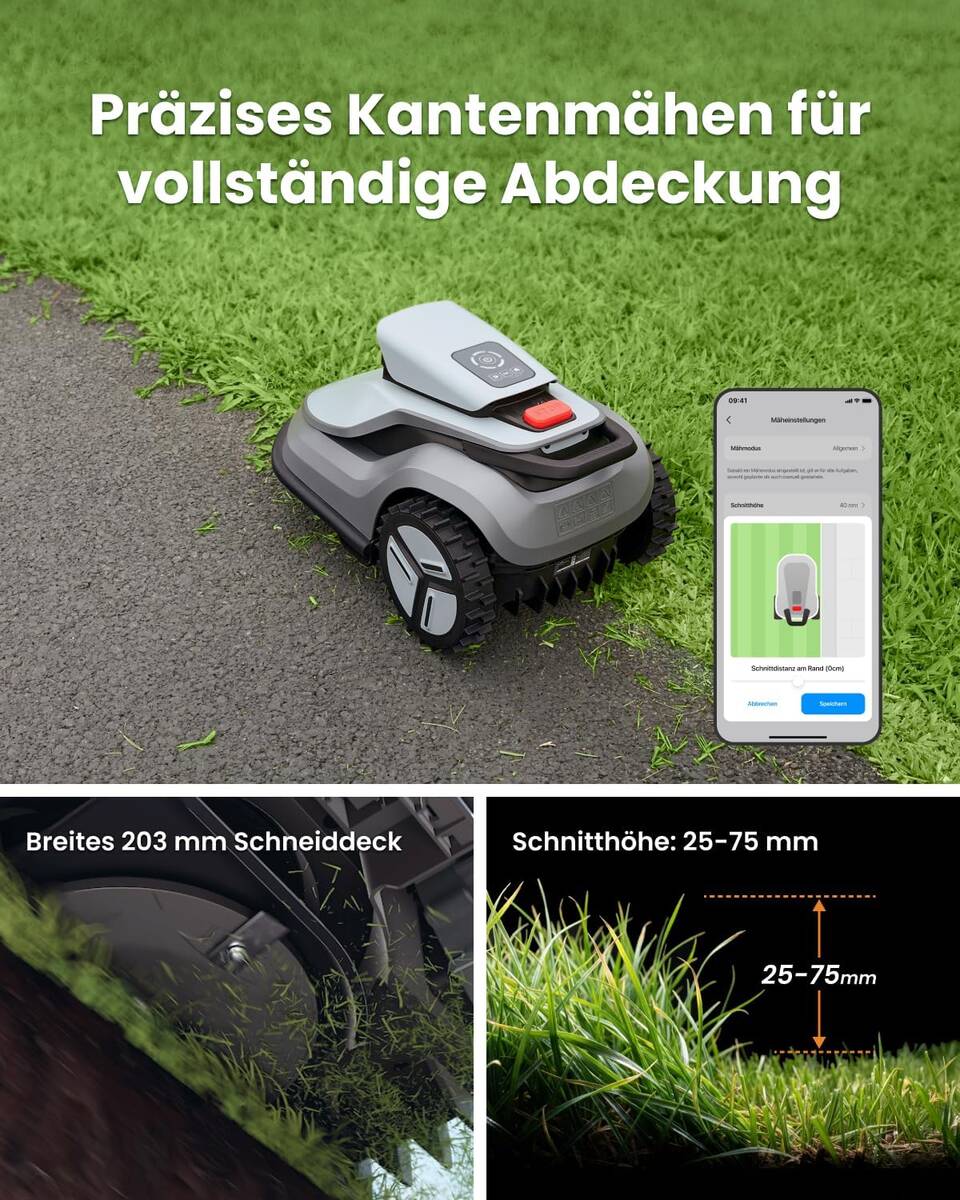 TerraMow Mähroboter » V1000 « Dreifach KI-Kamera, 2.0 KI-Navigation