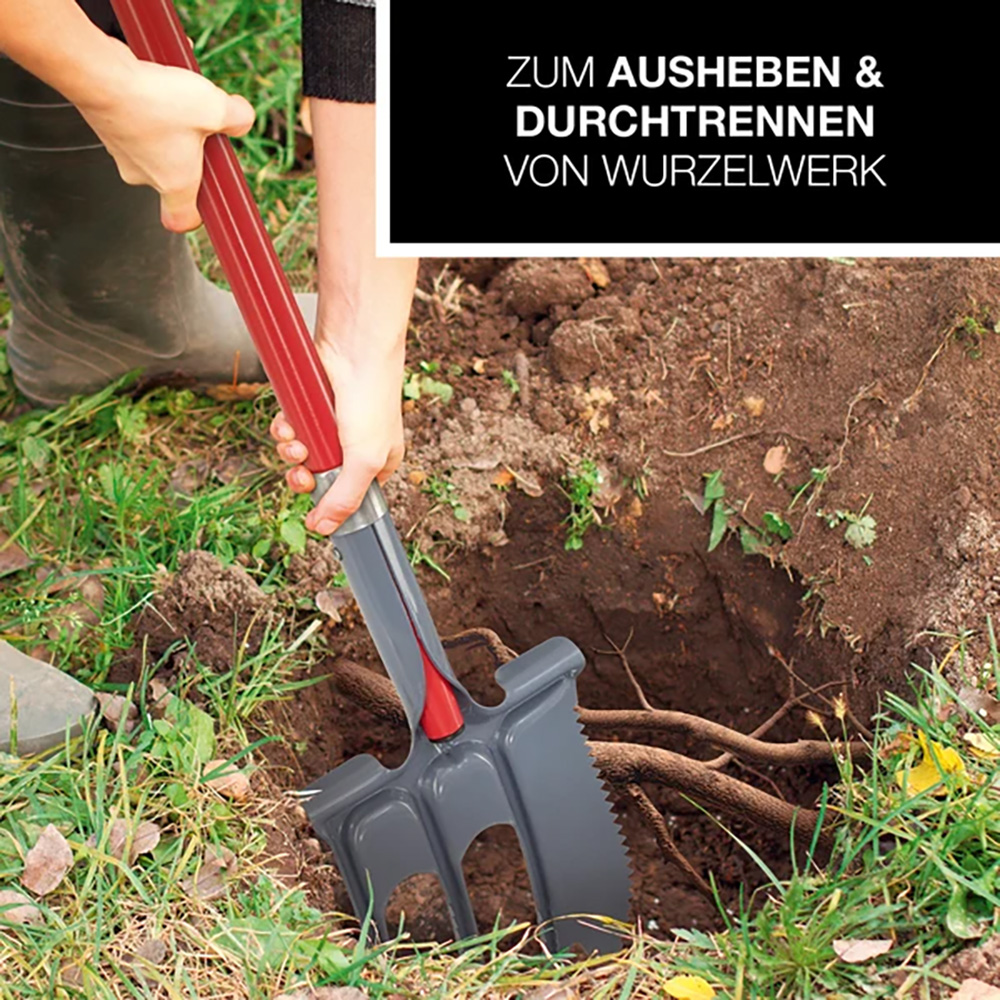 EASYmaxx » Spatengabel mit Wurzelsäge « 114 cm, 2-in-1-Tool