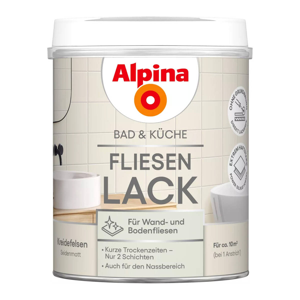 Alpina Bad & Küche Fliesenlack » Kreidefelsen « 2K, 750 ml