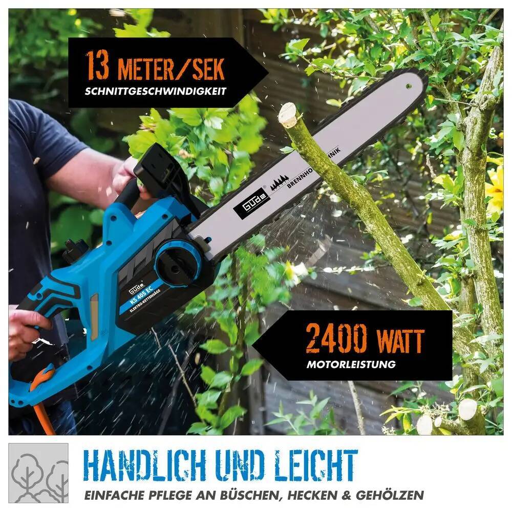 ♦ OUTLET ♦ Güde Elektro Kettensäge » KS 405 EC « 2400 W, 13 m/s, Öltankanzeige