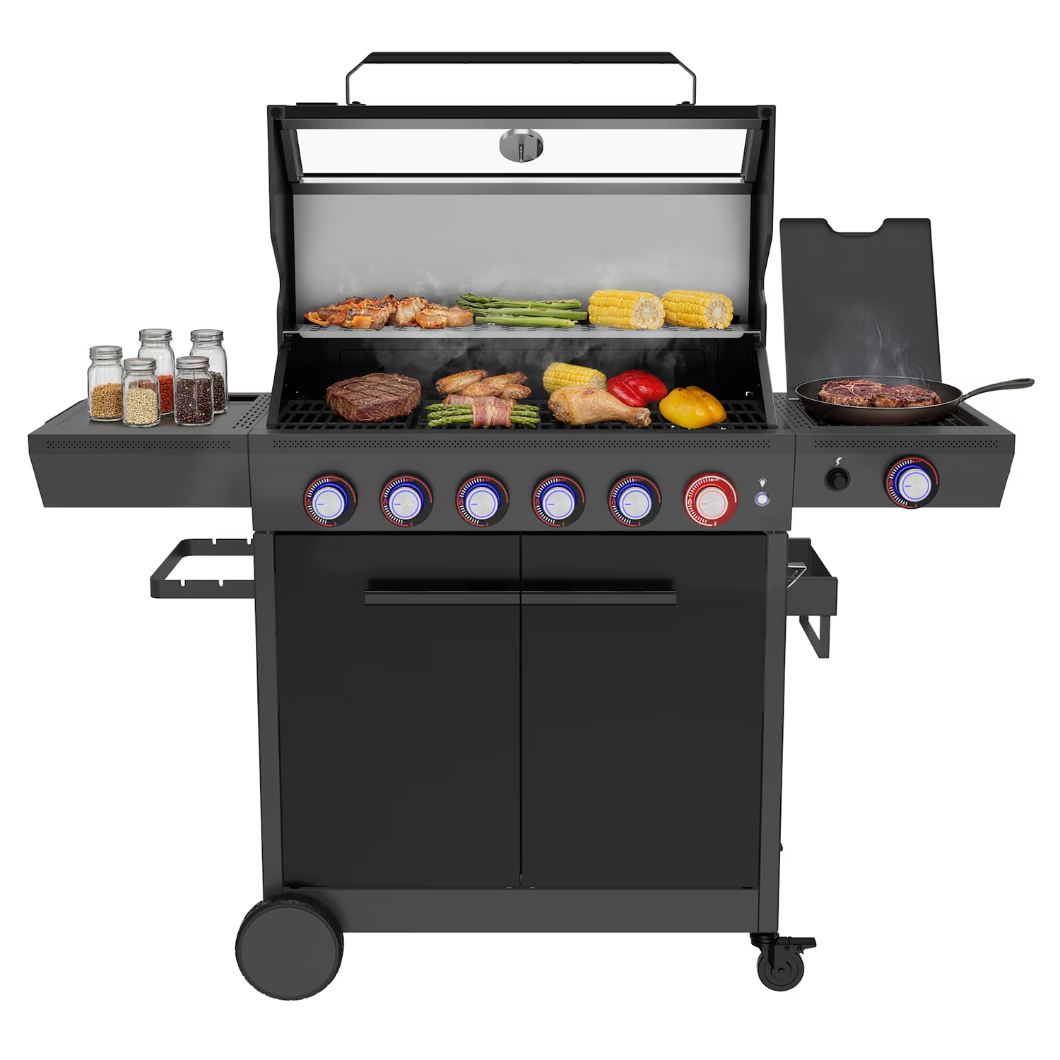 El Fuego Gasgrill » Key West 6+1 « 22 kW, Seitenbrenner, Ablagen, LED