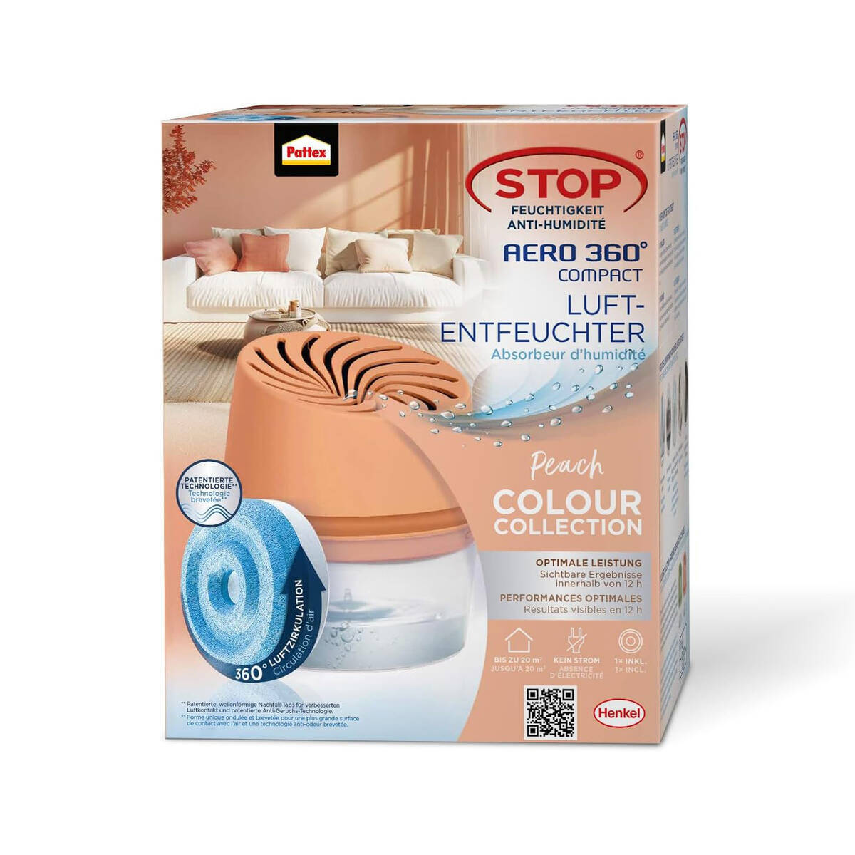 ♦ OUTLET ♦ Pattex Luftentfeuchter AERO 360° » Peach « inkl. 1x Tab