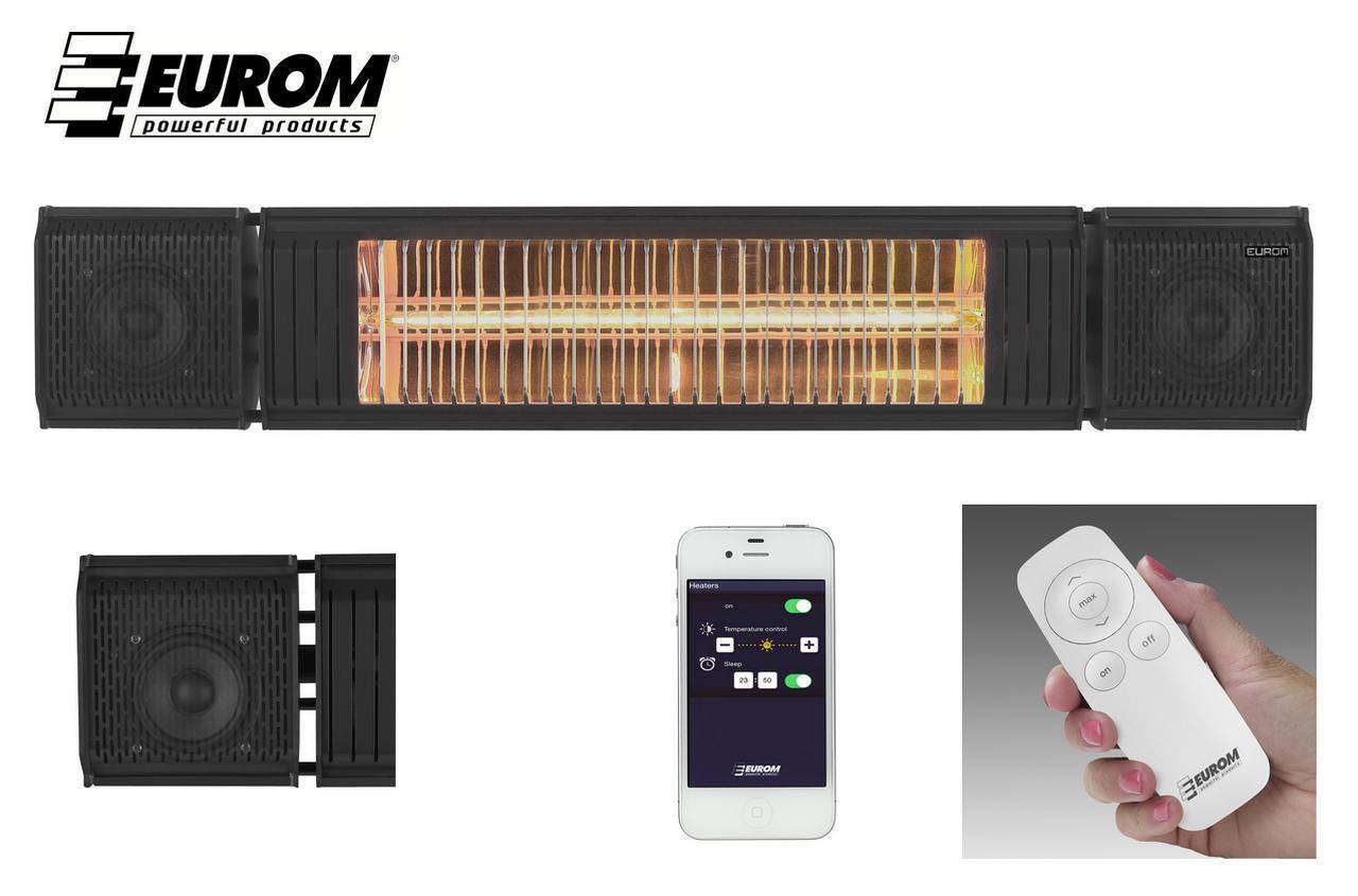 Eurom Heiztrahler Heat & Beat schwarz 2 kW, mit Bluetooth Boxen, App-Steuerung