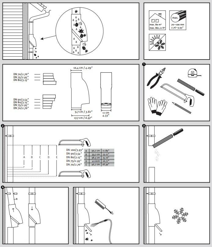 GARANTIA Laubabscheider »  DN 70-100 « für bis zu 80 m² Dachfläche