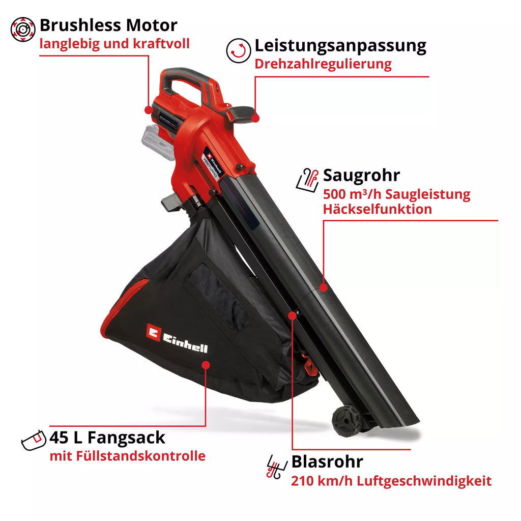 Einhell Akku-Laubsauger » VENTURRO 18/210 « inkl. Akku und Ladegerät