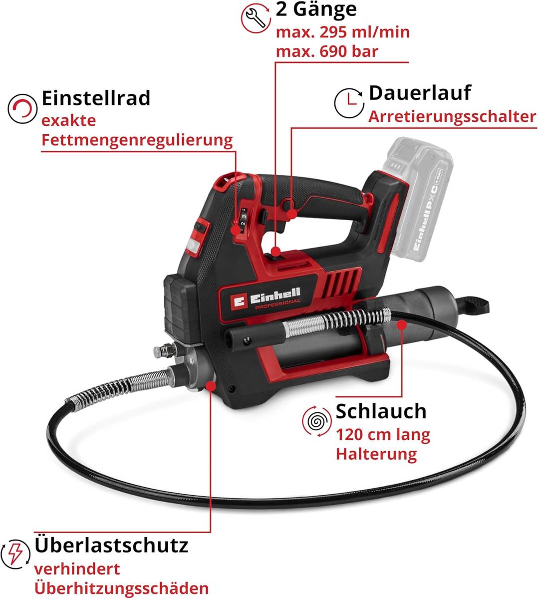 Einhell Akku-Fettpresse » TP-GR 18/690 Li-Solo « Multifill-System, 18V