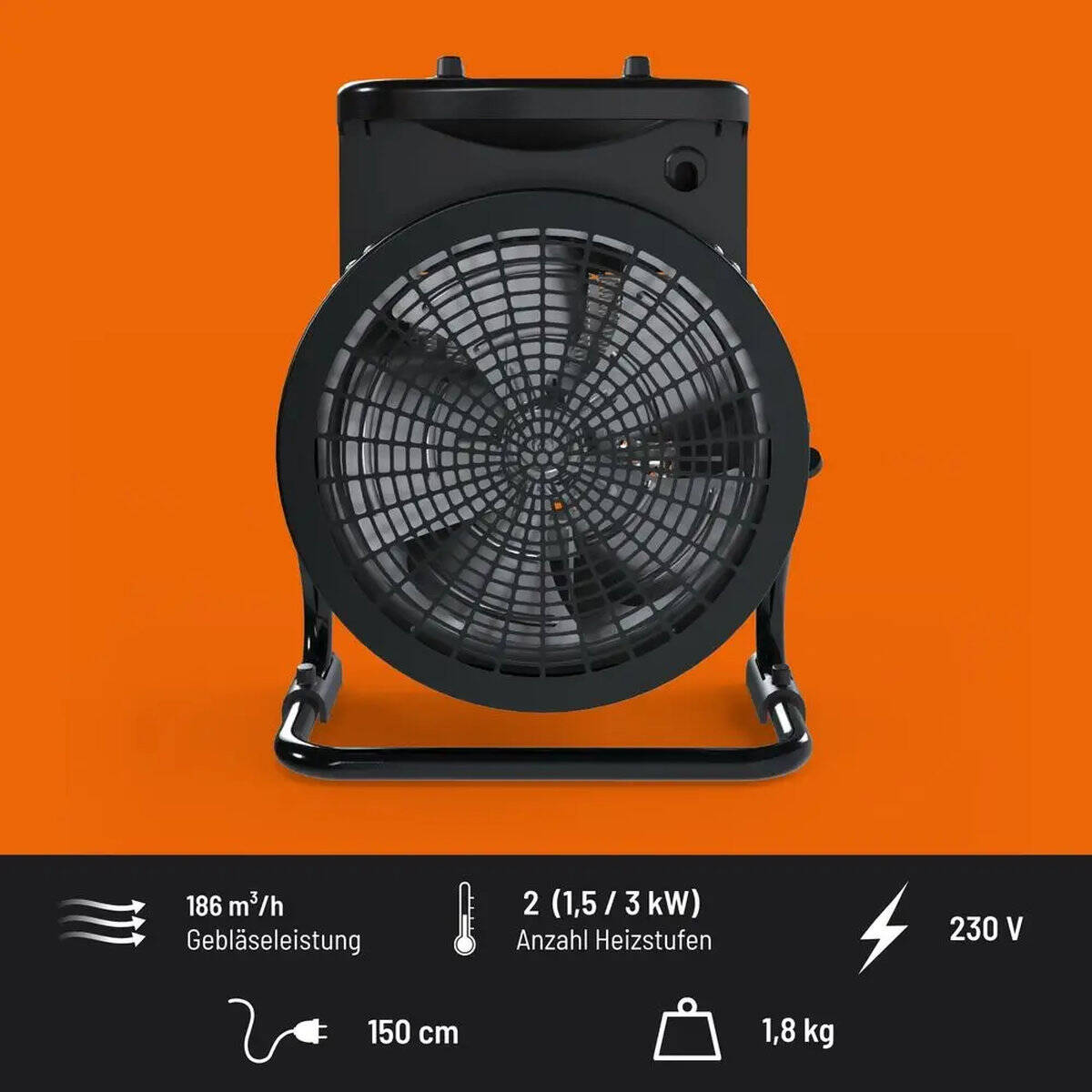 Güde Keramik Heizlüfter » GH 3000 K « 3 kW, 2 Heizstufen, 186 m³/h