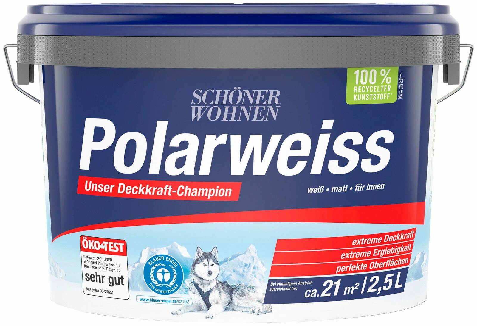 Schöner Wohnen Polarweiss » 2,5 Liter « Super-Deckkraft bis 21 m² Schöner Wohnen Weiß Matt