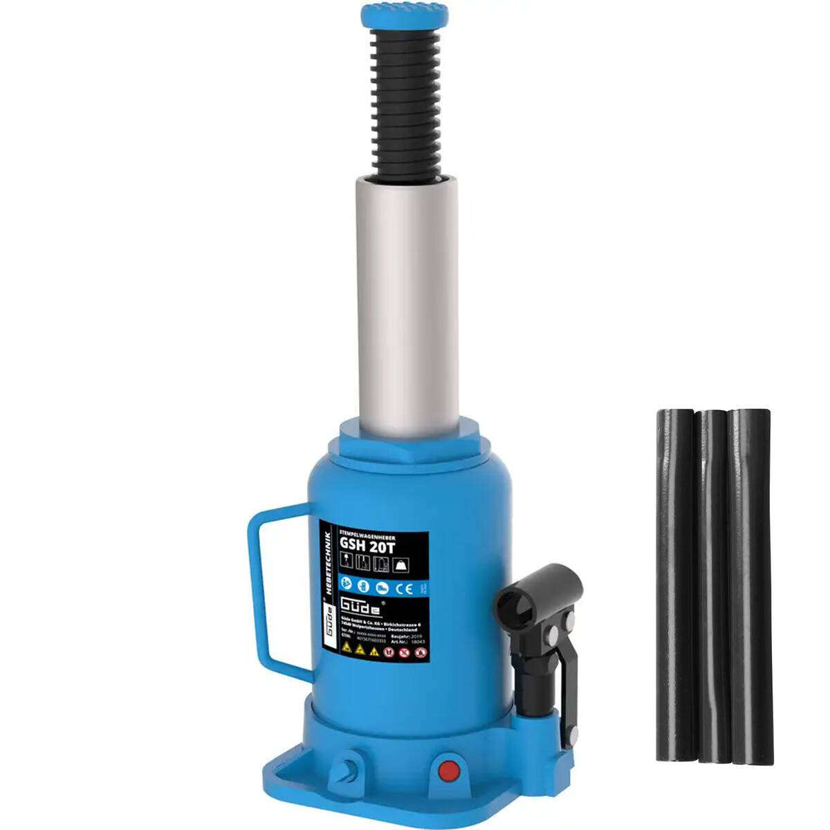 Güde Stempelwagenheber » GSH 20T « 20 T, hydraulik, Pumphebel 3-teilig