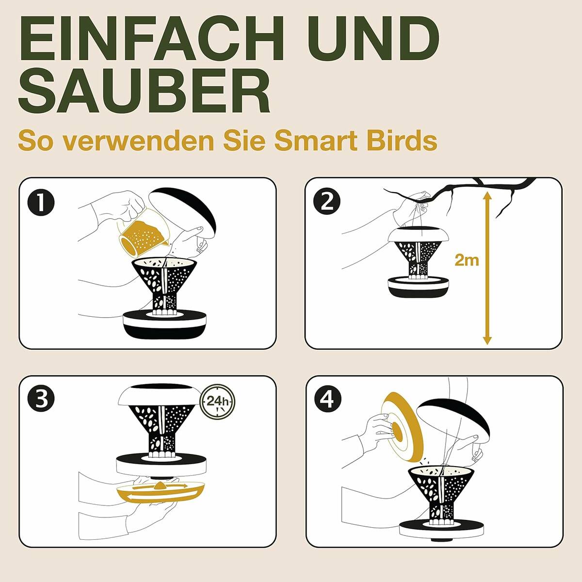 SWISSINNO Vogel-Futtersilo » SMART BIRDS « hellgrau, Nagerschutz