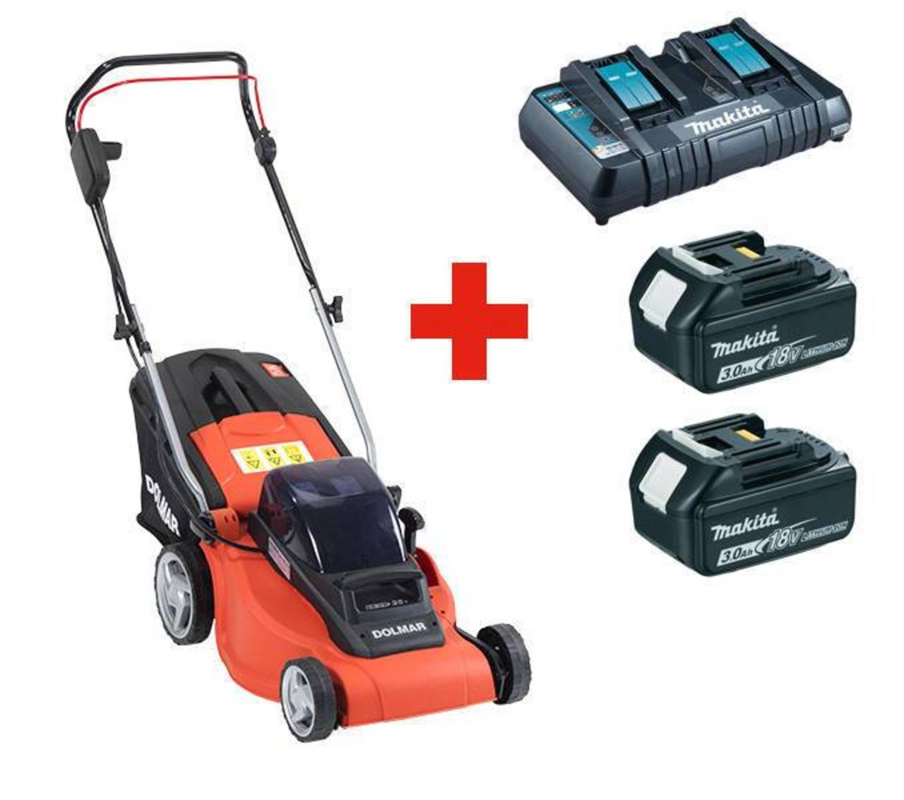 Dolmar AM3738XE3 AkkuRasenmäher 2x 18V 3Ah + Doppelladegerät, Rasenmäher