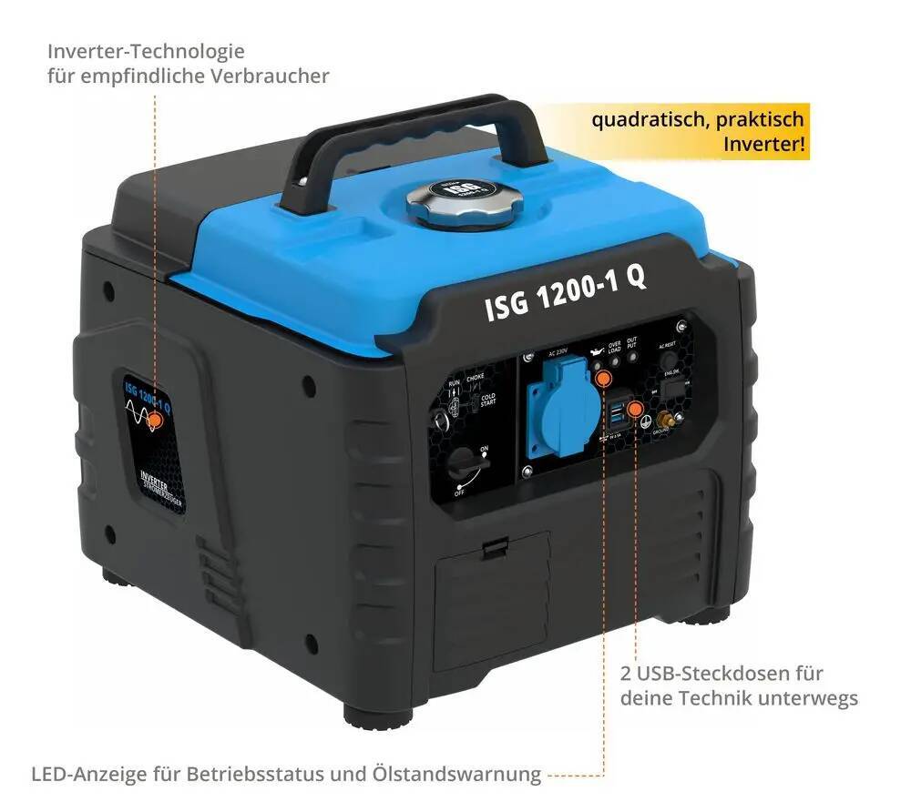 ♦ OUTLET ♦ Güde Inverter Stromerzeuger » ISG 1200-1 Q « für Handys, Laptops, uvm.
