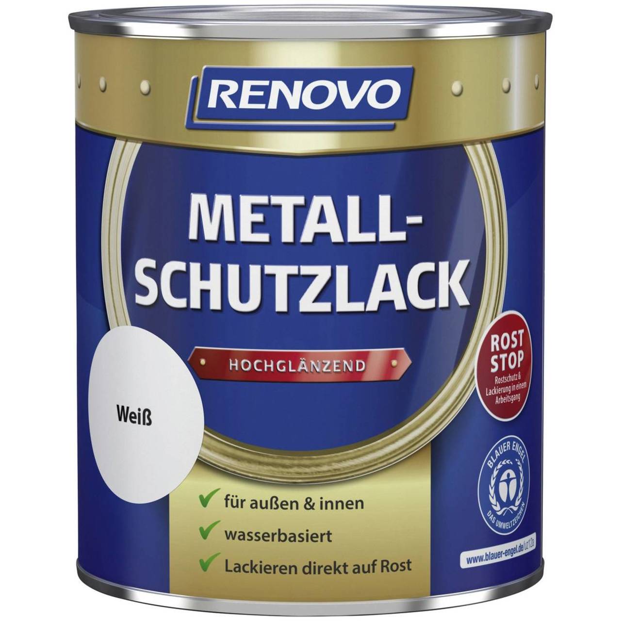 RENOVO Metallschutzlack » Weiß « hochglänzend - 750 ml