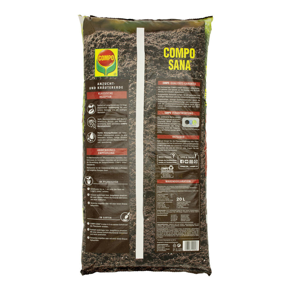 COMPO SANA » Anzucht- und Kräutererde « für Anzucht & Aussaaten, 20 L