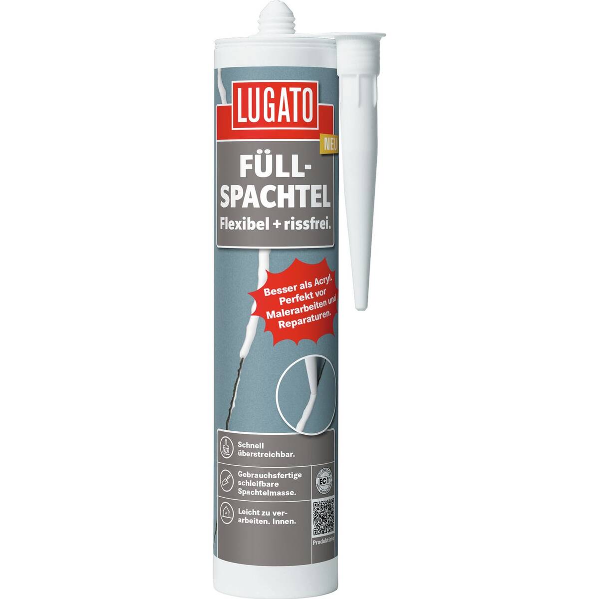 Lugato Dichtstoff » Füllspachtel « 310 ml, Weiß, für Innen